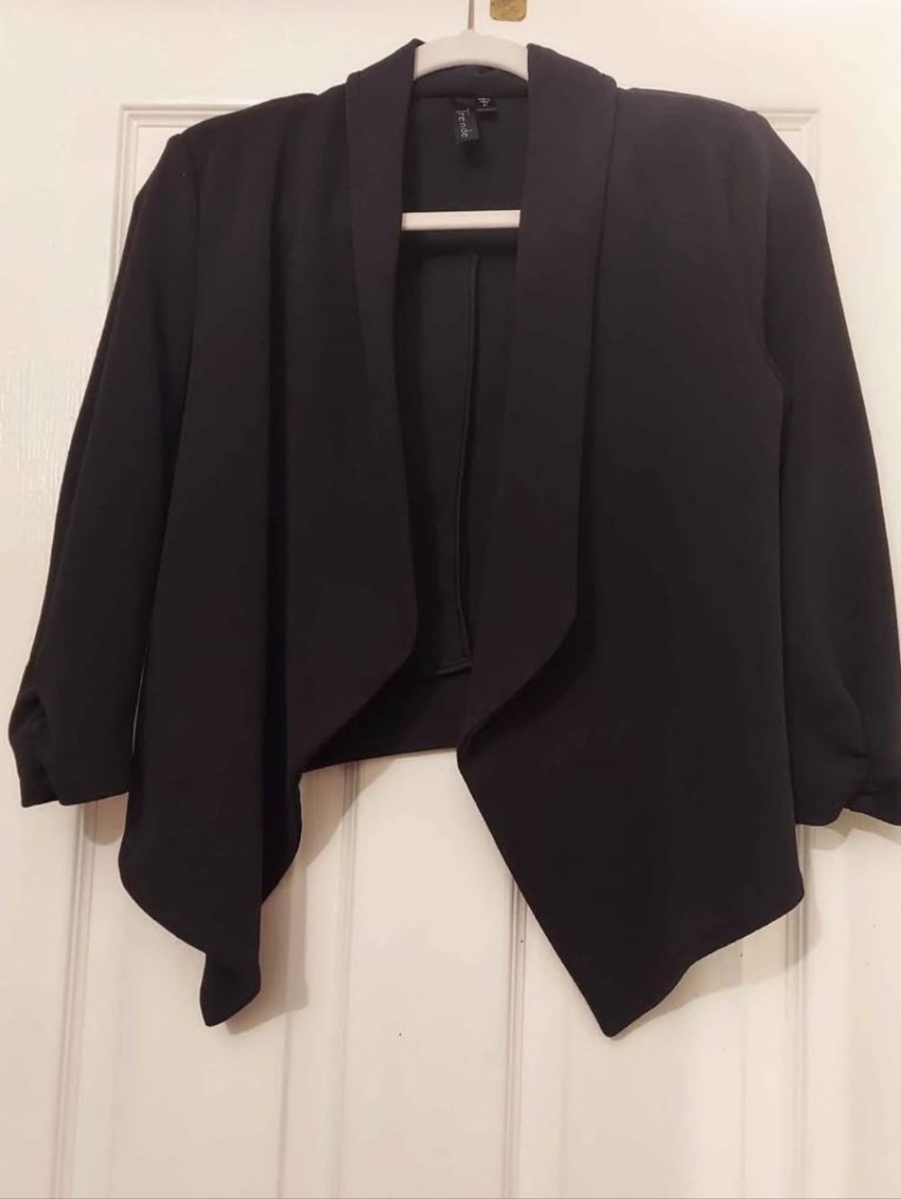 Black Draped Open Front Blazer